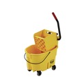 Buckets & Wringers | Rubbermaid Commercial FG748000YEL WaveBrake 2.0 26 qt. Side-Press Plastic Bucket/Wringer Combos - Yellow image number 2