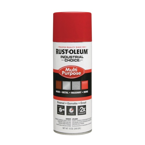 Paint & Paint Supplies | Rust-Oleum 1660830 12 oz. Aerosol Can Industrial Choice 1600 System Multi-Purpose Enamel Spray Paint - Flat Safety Red (6/Carton) image number 0