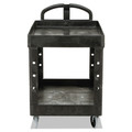 Carts | Rubbermaid Commercial FG452088BLA 25.9 in. x 45.2 in. x 32.2 in. 500 lbs. Capacity 2 Lipped Shelves Heavy-Duty Plastic Utility Cart - Black image number 3
