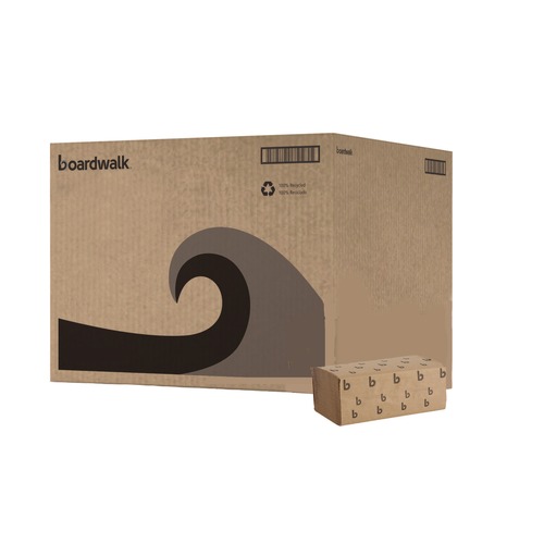 Perforated Roll & Hand Towels | Boardwalk B6210 9 in. x 9-9/20 in. Singlefold Paper Towels - Natural (16/Carton) image number 0