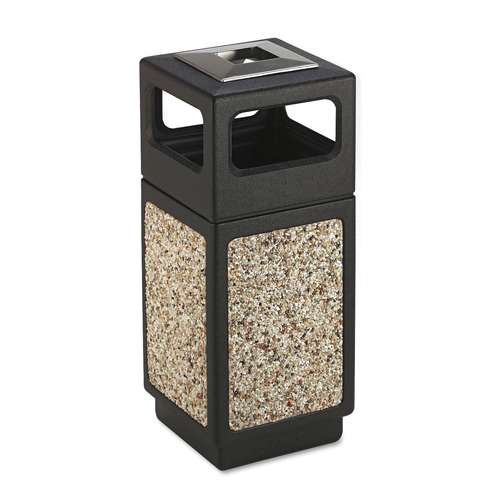 Smoking Receptacles | Safco 9470NC 15 Gallon Polyethylene/Stainless Steel Canmeleon Aggregate Panel Receptacles - Black image number 0