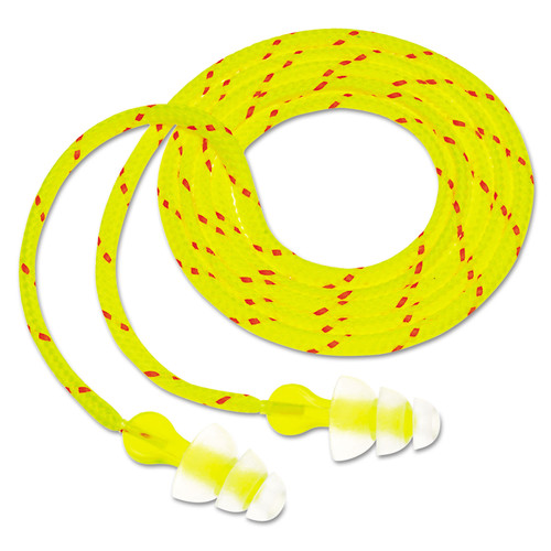 Ear Protection | 3M P3001 26 dB NRR Corded Tri-Flange Earplugs - Yellow/Orange (100/Box) image number 0