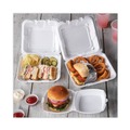 Food Containers & Lids | Pactiv Corp. YTH100800000 6.38 in. x 6.38 in. x 3 in. Foam Hinged Lid Container With Single Tab Lock - White (500/Carton) image number 5