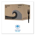 Disposable Forks | Boardwalk BWKFORKHWPSBIW Heavyweight Wrapped Polystyrene Fork Cutlery - Black (1000/Carton) image number 4