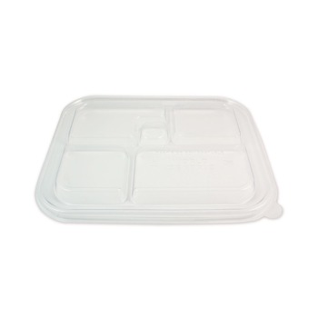 World Centric TRLCSBB 12.1 in. x 9.8 in. x 0.8 in. Plastic Lids for Fiber Bento Box Containers - Clear (300/Carton)