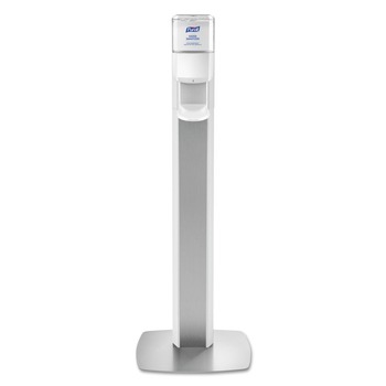 HAND SANITIZER DISPENSERS | PURELL 7306-DS-SLV 1200 ml 13.16 in. x 16.63 in. x 51.57 in. Messenger ES6 Floor Stand with Dispenser - Silver/White