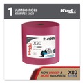 Perforated Roll & Hand Towels | WypAll 41055 12.4 in. x 12.2 in. Power Clean Jumbo Roll X80 Heavy Duty Cloths - Red (1/Carton) image number 1