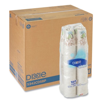 Dixie 5342CDSBP PerfecTouch 12 oz. Paper Hot Cups - Coffee Haze Design (160/Pack, 6 Packs/Carton)