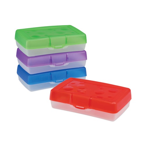 Office Boxes & Bins | Storex 61605U12C 8.38 x 5.63 x 2.5 Pencil Box - Randomly Assorted Colors image number 0