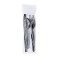 Cutlery Kits | Boardwalk BWK3KITHVYBL 3-Piece Heavyweight Fork/Knife/Teaspoon Cutlery Kit - Black (250/Carton) image number 0