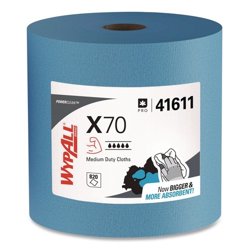 Perforated Roll & Hand Towels | WypAll 41611 X70 12.4 in. x 12.2 in. Cloths - Jumbo, White (870/Roll, 1 Roll/Carton) image number 0
