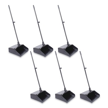 Boardwalk 528101 34 in. Plastic/Aluminum Handle 11-3/4 in. Wide Lobby Dust Pan - Black/Silver