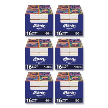 FACIAL TISSUES | Kleenex 54635 On The Go Packs 3-Ply Facial Tissues - White (6/Carton)
