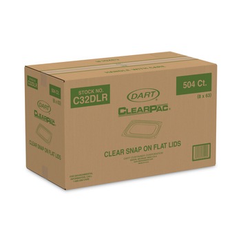 PERFORATED ROLL AND HAND TOWELS | Dart C32DLR ClearPac 6.5 in. x 7.5 in. Flat Plastic Container Lids - Clear (504/Carton)