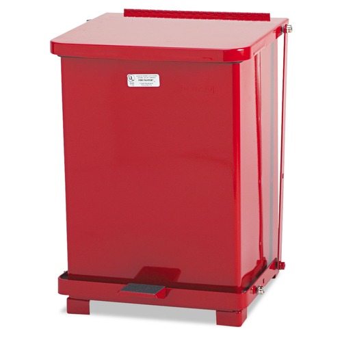 Waste Receptacles | Rubbermaid Commercial FGST7EPLRD 4 gal. Defenders Heavy-Duty Steel Step Can - Red image number 0
