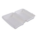 Food Containers & Lids | Eco-Products EP-HC96NFA Vanguard 9 in. x 6 in. x 3 in. 1-Compartment Renewable and Compostable Sugarcane Clamshells - White (250/Carton) image number 2