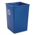 Indoor Waste Receptacles | Rubbermaid Commercial FG395873BLUE 35 gal. Plastic Square Recycling Container - Blue image number 1