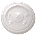 Cup Lids | Fabri-Kal 9508216 Kal-Clear/Nexclear Flat X-Style Straw Slot Plastic Drink Cup Lids Fits 12 oz. to 14 oz. Cold Cups - Translucent (1000/Carton) image number 0