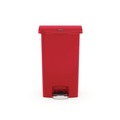 Indoor Waste Receptacles | Rubbermaid Commercial 1883566 Streamline 13-Gallon Front Step Style Resin Step-On Container - Red image number 1