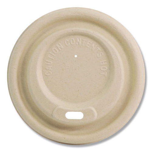 Cup Lids | World Centric CULFB12GNLF Fiber Lids for 10 to 20 oz Hot Cups - Natural (1000/Carton) image number 0