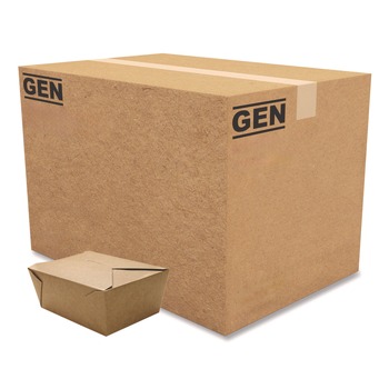 FOOD CONTAINERS AND LIDS | GEN KS10123 Reclosable 110 oz. Paper Take-Out Box - Kraft (160/Carton)