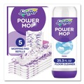 Floor Cleaners | Swiffer 80734047 25.3 oz PowerMop Cleaning Solution and Pads Refill Pack - Lavender (4/Carton) image number 1