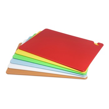 CUTTING BOARDS | San Jamar CB1824KC Cut-N-Carry Color Cutting Board with Molded-In Ruler - Assorted Colors (6/Pack)
