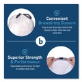 Drawstring & Kitchen Bags | Boardwalk BWK1DK100 13 Gallon 24 in. x 28 in. Drawstring Kitchen Bags - White (50 Bags/Roll, 2 Rolls/Carton) image number 4