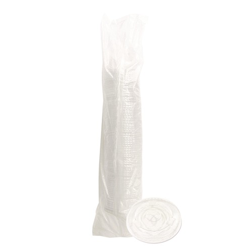 Cup Lids | Boardwalk BWKPET912STRAWPK 9 oz. to 12 oz. Crystal-Clear Cold Cup Straw-Slot Lids - Clear (100/Pack) image number 0