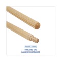 Handles & Braces | Boardwalk BWK137 Heavy-Duty Threaded End Lacquered Hardwood 1.13 in. Diameter x 60 in. Broom Handle - Natural image number 4