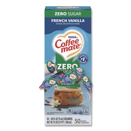 Creamers | Coffee-Mate 12183747 0.38 oz. Mini Cups Liquid Coffee Creamer - Sugar Free French Vanilla (50/Box) image number 0