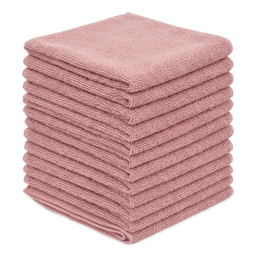 Cleaning Cloths & Wipes | Boardwalk BWK12PINCLOTH 12 in. x 12 in. Microfiber Cloths - Pink (12/Pack) image number 0