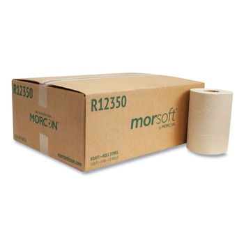 Morcon Paper R12350 MORSOFT UNIVERSAL ROLL TOWELS, 8-in X 350 FT, BROWN, 12 ROLLS/CARTON
