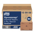Dispenser Napkins | Tork 109906 2-Ply 6.5 in. x 8.5 in. Xpressnap Interfold Dispenser Napkins - Natural (12/Carton) image number 1