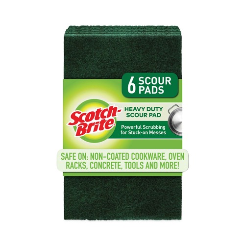 Scouring Pads & Sticks | Scotch-Brite 226-5 3.8 in. x 6 in. Heavy-Duty Scour Pad - Green (5/Carton) image number 0
