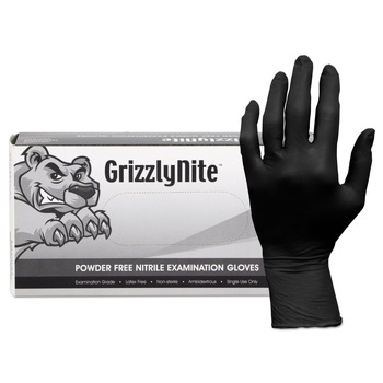 HOSPECO GL-N105FX ProWorks GrizzlyNite Nitrile Gloves - X-Large Black (1000/Carton)