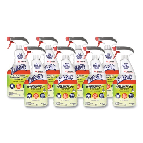 All Purpose Cleaners & Degreasers | Fantastik 10054600000325 32 oz. Spray Bottle Multi-Surface Disinfectant Degreaser - Herbal (8/Carton) image number 0
