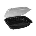 Food Storage Containers & Lids | Pactiv Corp. DC109100B000 EarthChoice 1 Compartment 66 oz. 10.5 in. x 9.5 in. x 3 in. Plastic Vented Dual Color Microwavable Hinged Lid Container - Black/Clear image number 3