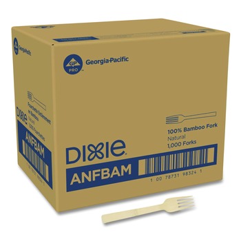 Dixie ANFBAM Mediumweight Bamboo Cutlery Fork - Light Golden (1000/Carton)