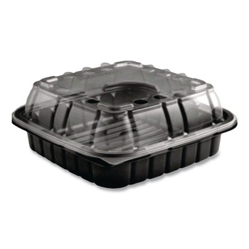  | Anchor 4118501 33 oz. 8.46 in. x 3.16 in. Plastic Crisp Foods Technologies Containers - Clear/Black (180/Carton)