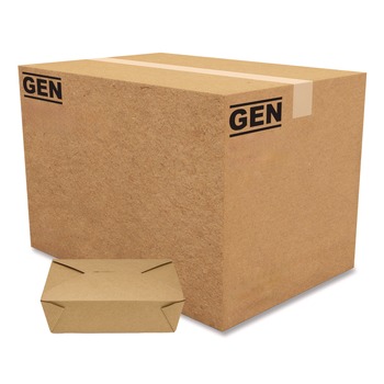 GEN KS10122 Reclosable 76 oz. Paper Take-Out Box - Kraft (200/Carton)
