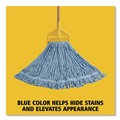 Mop Heads | Rubbermaid Commercial FGD21206BL00 Super Stitch Blend Medium Cotton/Synthetic Mop Head - Blue (6/Carton) image number 3