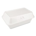 Food Containers & Lids | Plastifar 12018 7.81 in. x 8.75 in. x 3.38 in. Secure One Tab Latch Poly Bag Foam Hinged Lid Container - White (200/Pack) image number 2