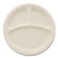 Plates | Boardwalk BWKPLT3C10NPFA 10 in. 3-Compartment Bagasse PFAS-Free Dinnerware Plate - Tan (500/Carton) image number 1