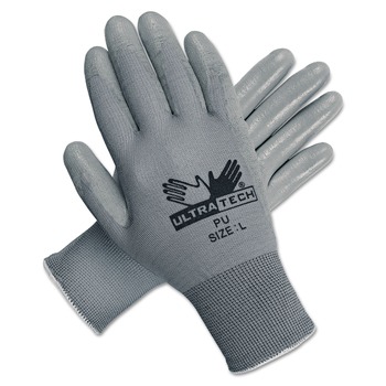 MCR Safety 9696L Ultra Tech TaCartonile Dexterity Work Gloves - Large/White/Gray (1-Dozen)