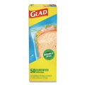 Resealable Bags | Glad 57263 6.63 in. x 5.88 in. Zipper Food Storage Sandwich Bags - Clear (12 Boxes/Carton) image number 2