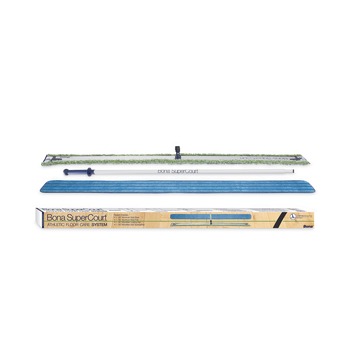 Bona WM710013471 60 in. Wide Microfiber Head SuperCourt Athletic Floor Care System - Silver/Blue Aluminum Handle