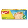 Resealable Bags | Glad 57263 6.63 in. x 5.88 in. Zipper Food Storage Sandwich Bags - Clear (12 Boxes/Carton) image number 1