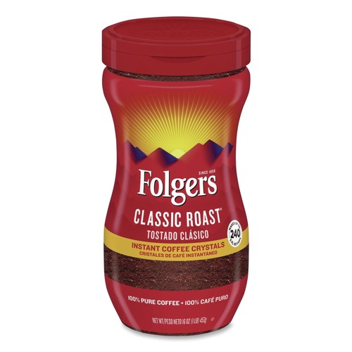 Coffee - Caffeinated | Folgers 2550006922 16 oz. Jar Classic Roast Instant Coffee Crystals image number 0