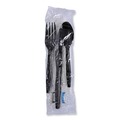 Cutlery Kits | Boardwalk BWKFKTNSMWPSBLA 6-Piece Condiment/Fork/Knife/Napkin/Teaspoon Cutlery Kit - Black (250/Carton) image number 1